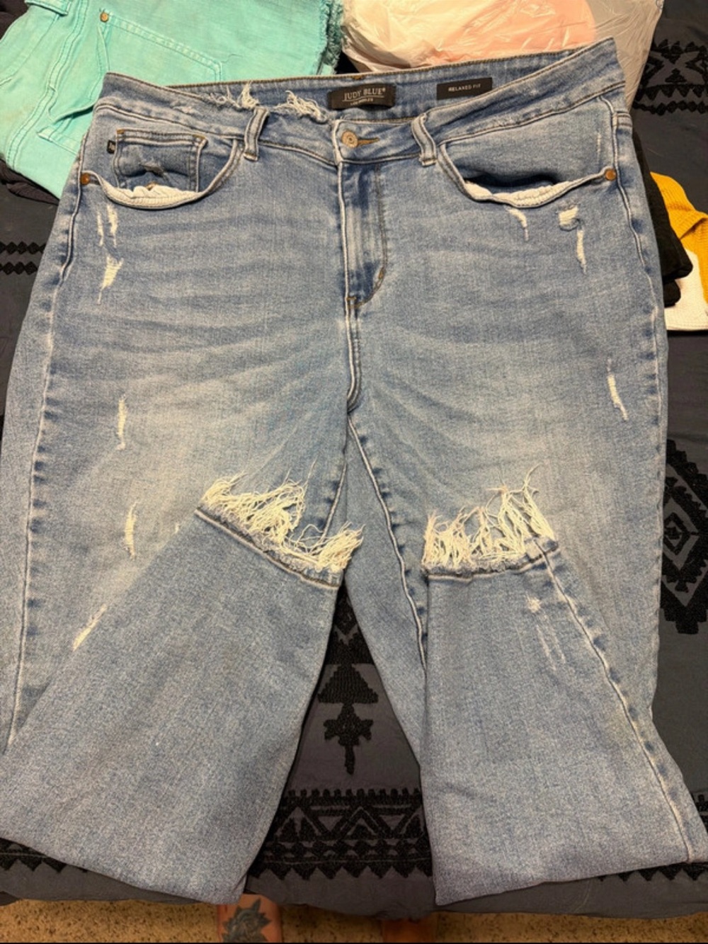 Judy Blue Light Blue Distressed Boyfriend Jeans